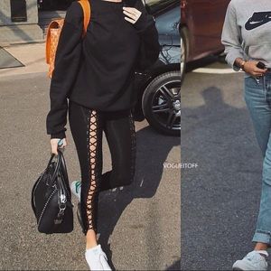 Forever 21 Lace Up Detail Leggings Black